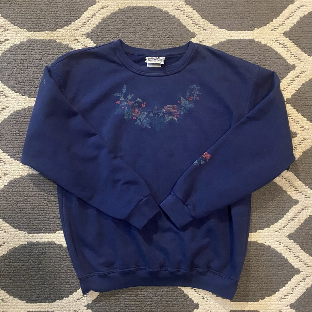 Vintage 90s Northern Reflections Holly Floral Women's Crewneck Sweatshirt Size M